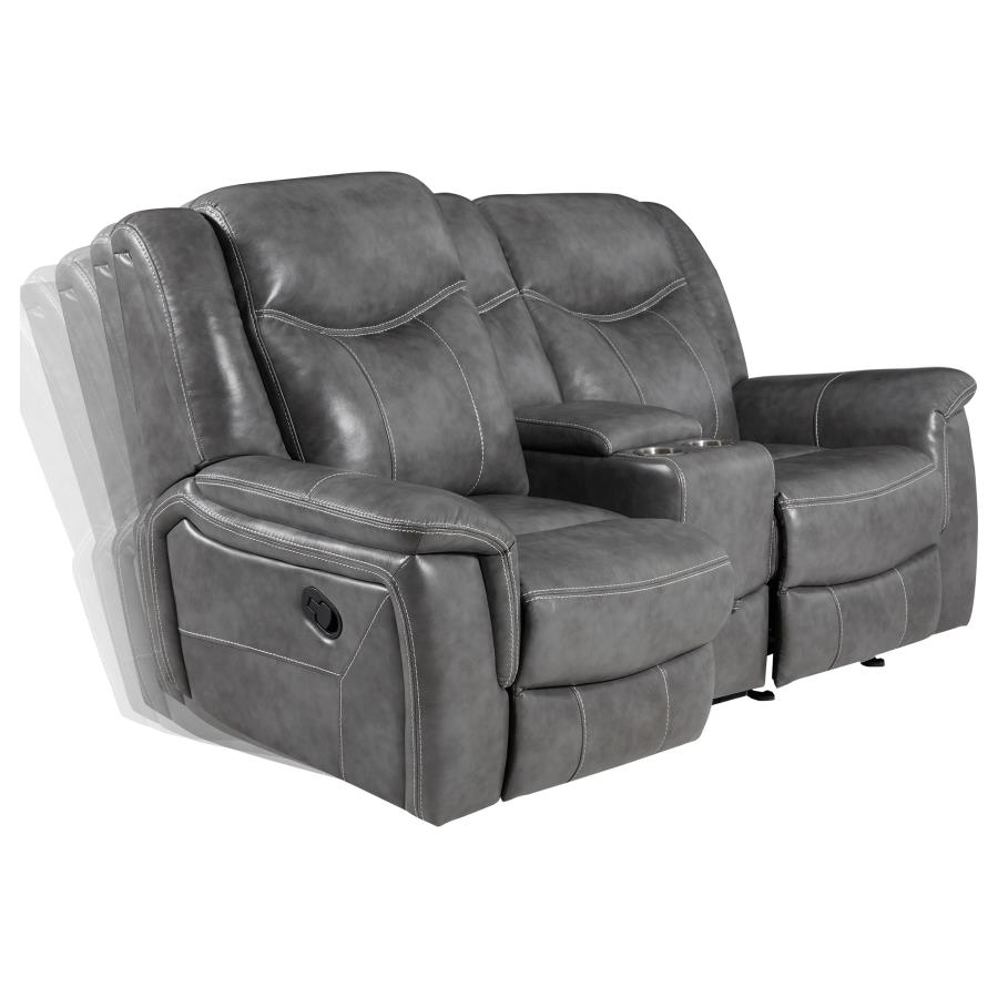 (image for) Conrad Upholstered Padded Arm Glider Loveseat Grey