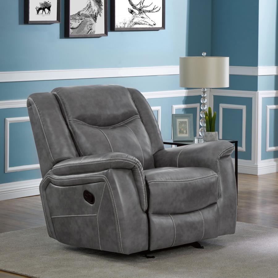 (image for) Conrad Upholstered Padded Arm Glider Recliner Grey