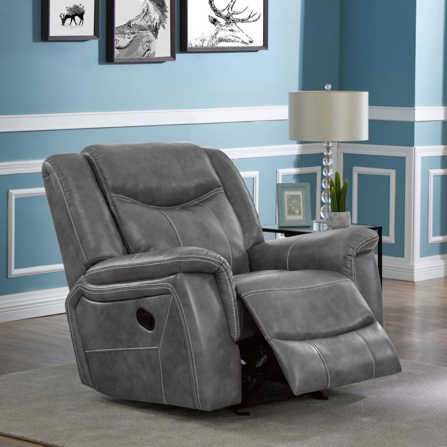 (image for) Conrad Upholstered Padded Arm Glider Recliner Grey