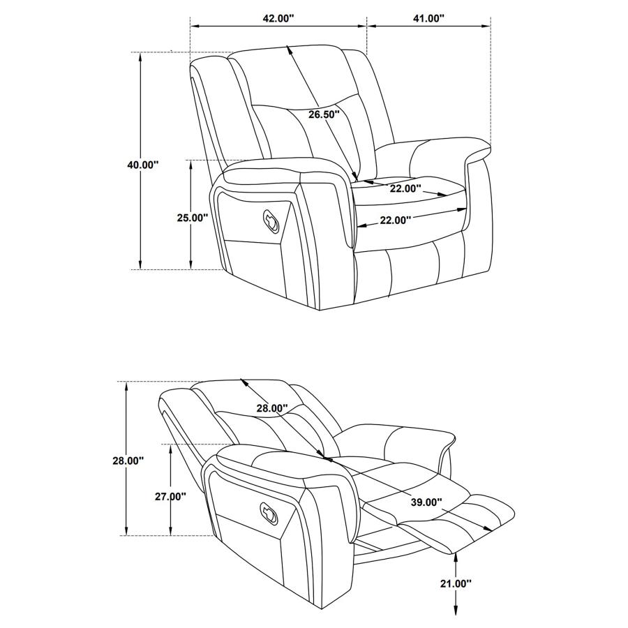 (image for) Conrad Upholstered Padded Arm Glider Recliner Grey