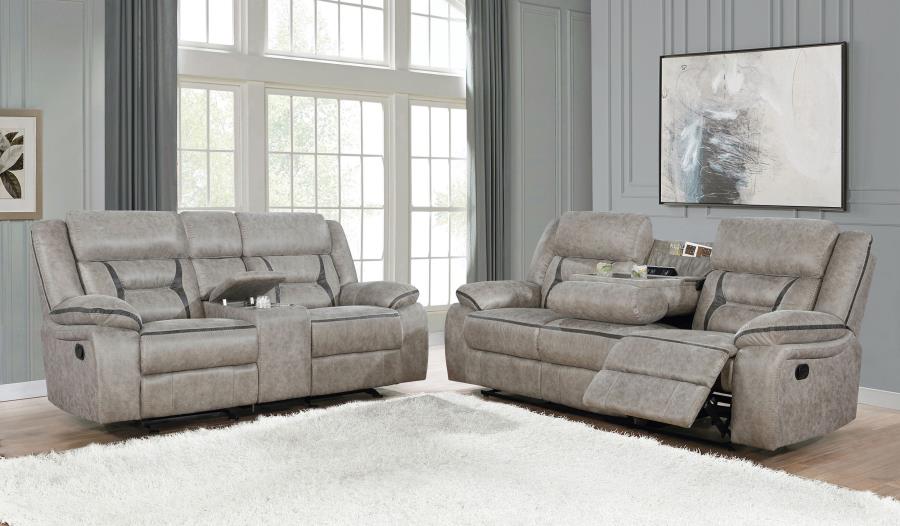 (image for) Greer 2-piece Upholstered Reclining Sofa Set Taupe