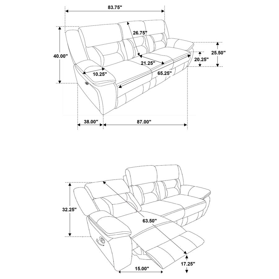 (image for) Greer 3-piece Upholstered Reclining Sofa Set Taupe