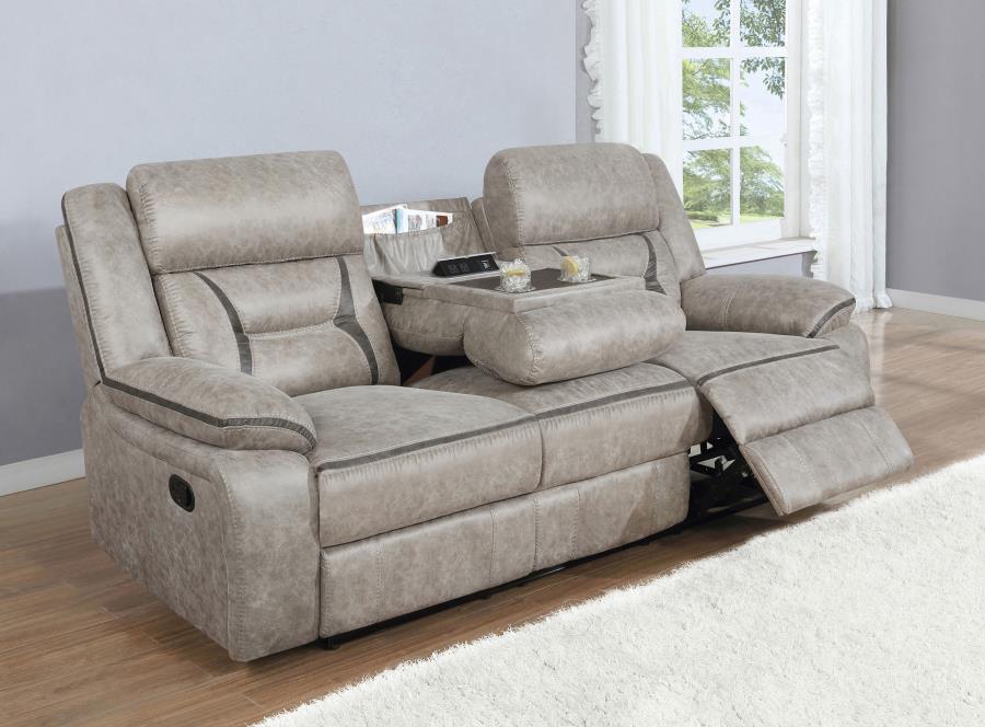 (image for) Greer Upholstered Motion Reclining Sofa Taupe