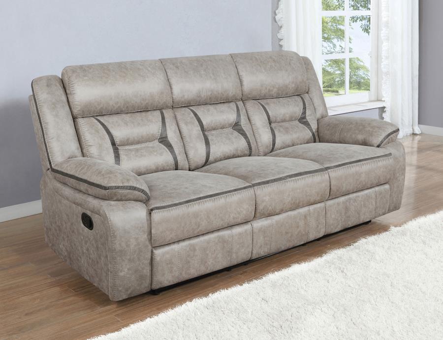 (image for) Greer Upholstered Motion Reclining Sofa Taupe