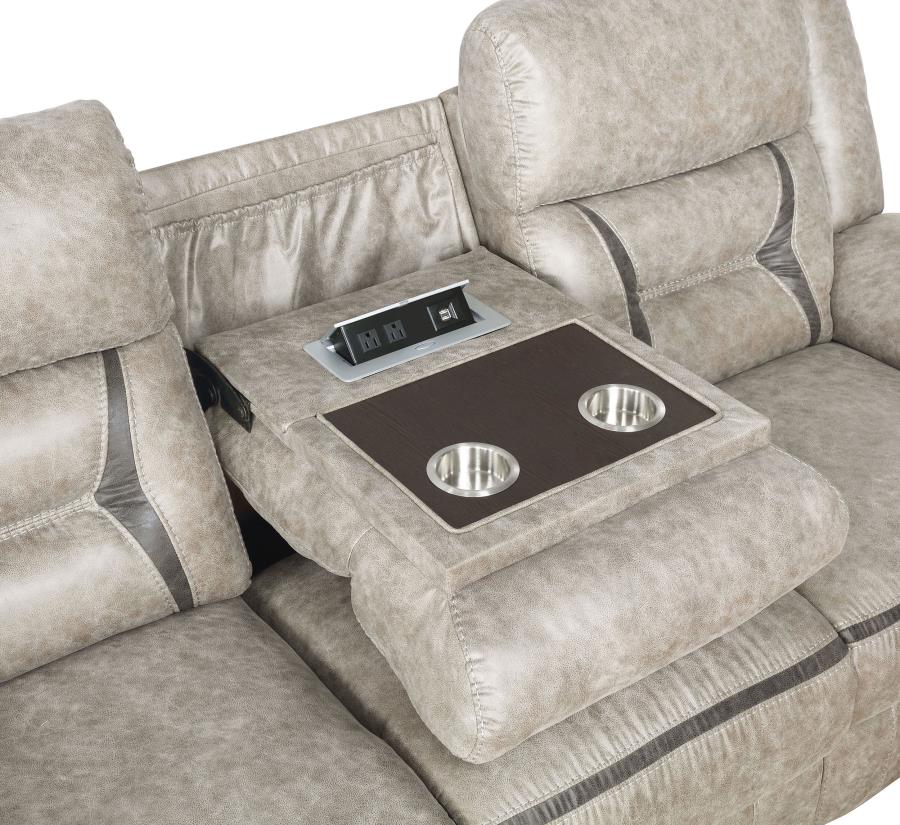 (image for) Greer Upholstered Motion Reclining Sofa Taupe