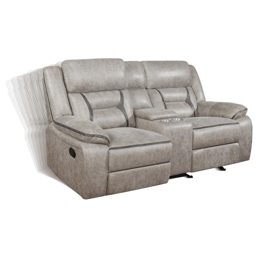 (image for) Greer Upholstered Motion Reclining Loveseat Taupe