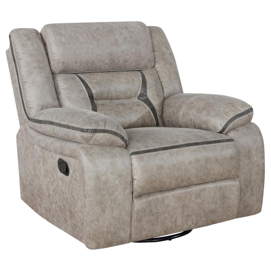 (image for) Greer Upholstered Swivel Glider Recliner Chair Taupe