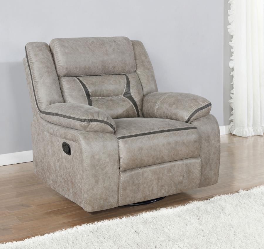 (image for) Greer Upholstered Swivel Glider Recliner Chair Taupe