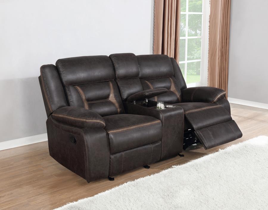 (image for) Greer Upholstered Motion Reclining Loveseat Brown