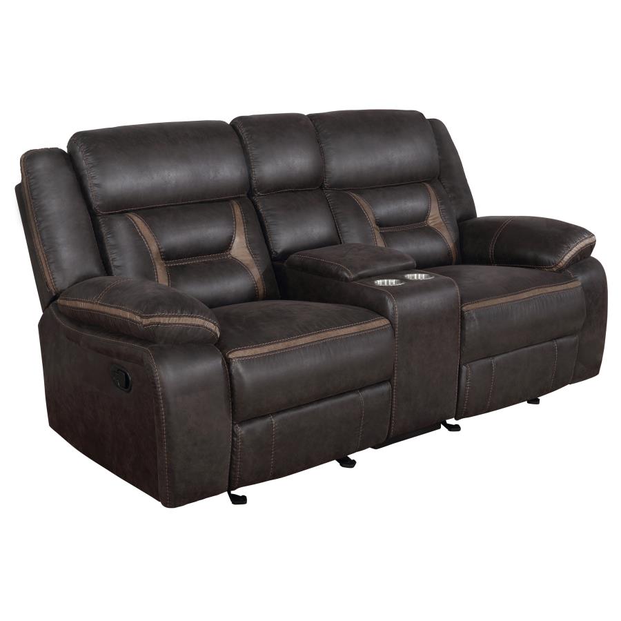 (image for) Greer Upholstered Motion Reclining Loveseat Brown