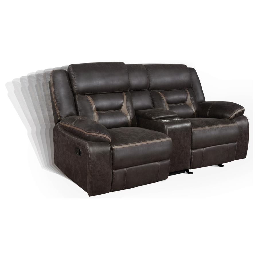 (image for) Greer Upholstered Motion Reclining Loveseat Brown