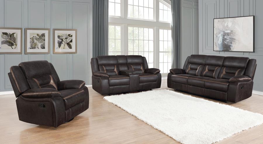 (image for) Greer Upholstered Motion Reclining Loveseat Brown