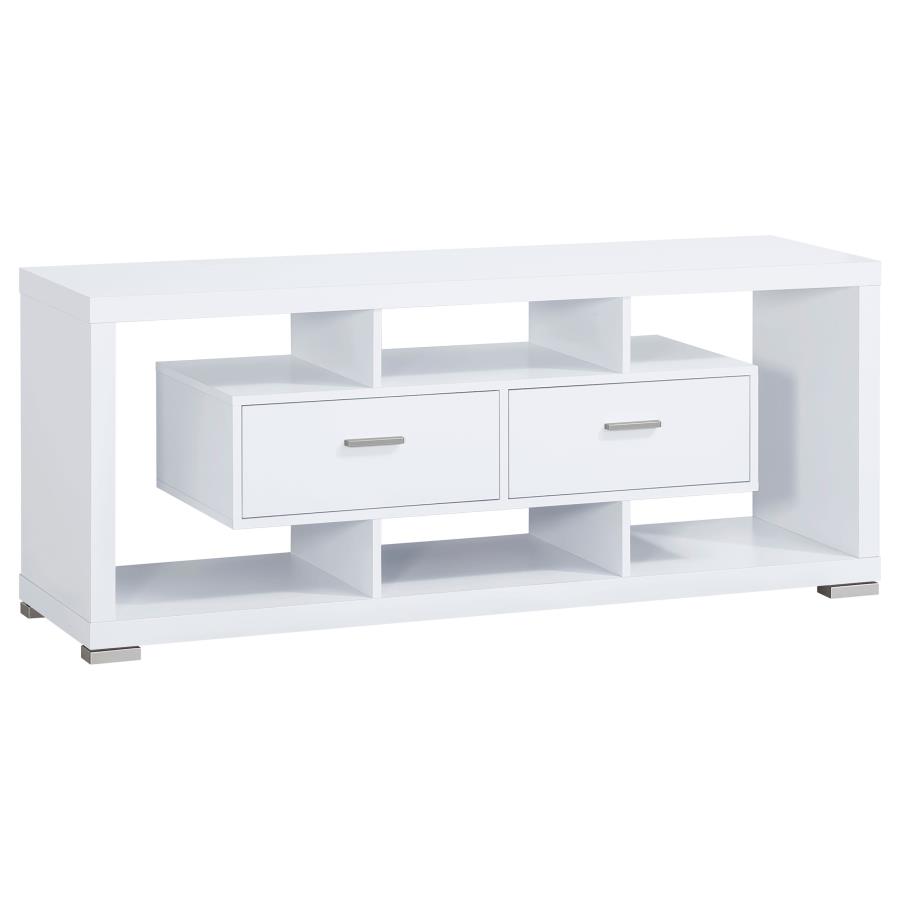 (image for) Darien 2-drawer Engineered Wood 59" TV Stand White - Click Image to Close