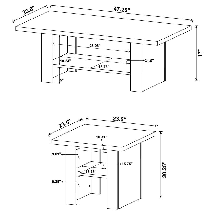 (image for) Rodez 3-piece Engineered Wood Coffee Table Set Black Oak