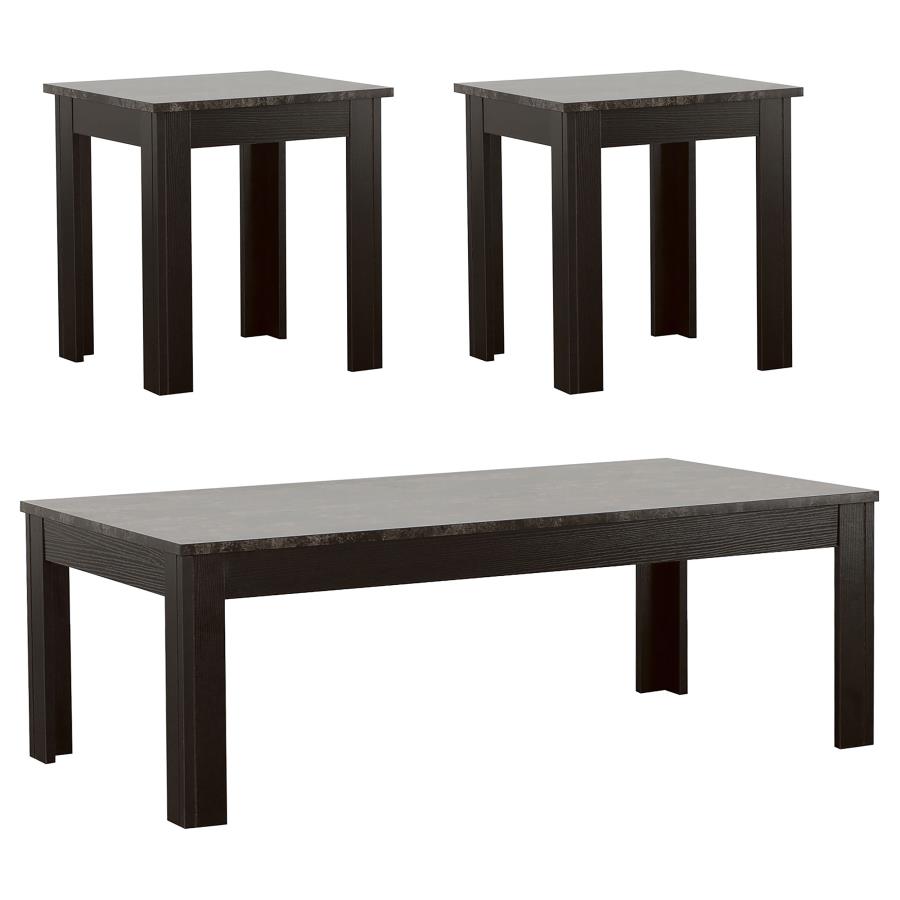 (image for) Rhodes 3-piece Faux Marble Top Coffee Table Set Grey - Click Image to Close