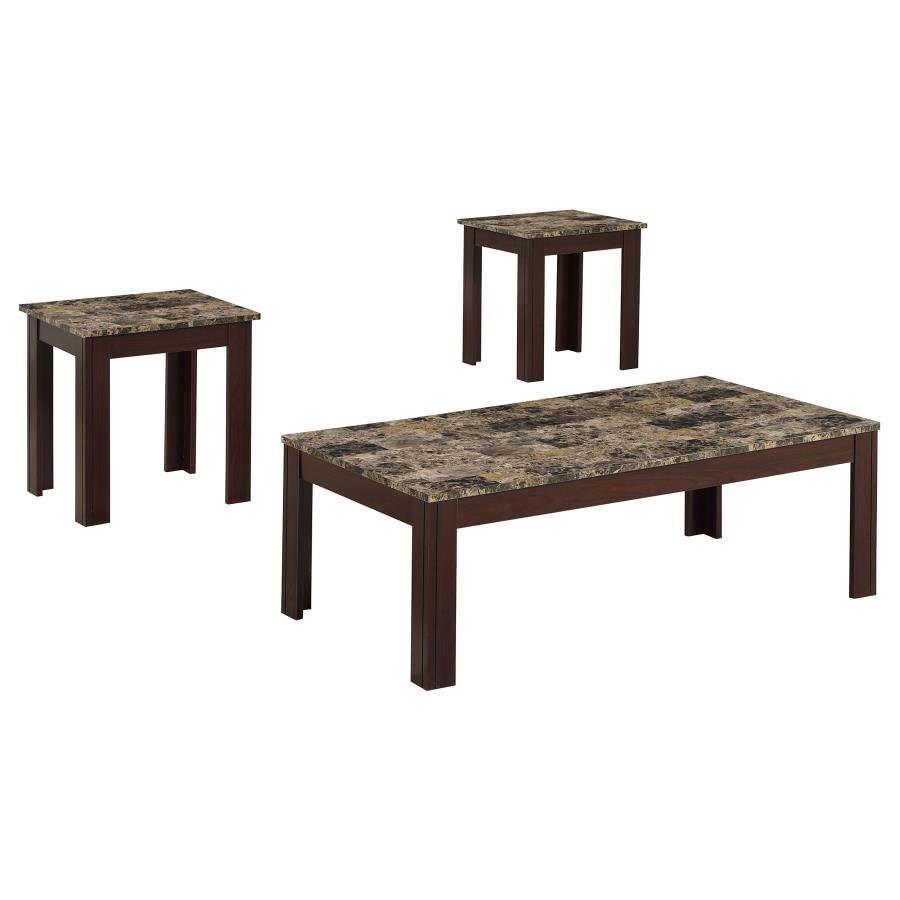 (image for) Rhodes 3-piece Faux Marble Top Coffee Table Set Brown