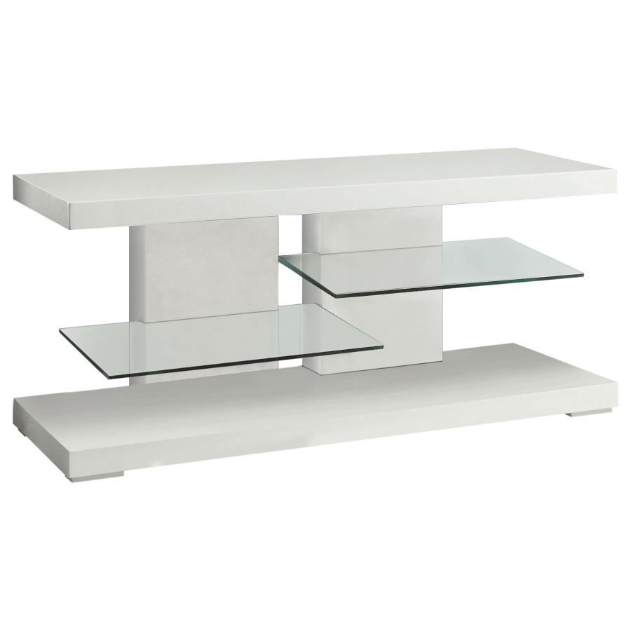 (image for) Cogswell 2-shelf Wood 47" TV Stand White High Gloss