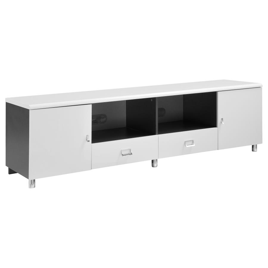 (image for) Burkett 2-door Engineered Wood 71" TV Stand White High Gloss