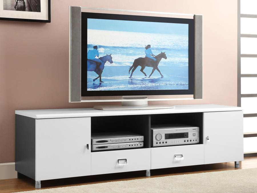 (image for) Burkett 2-door Engineered Wood 71" TV Stand White High Gloss