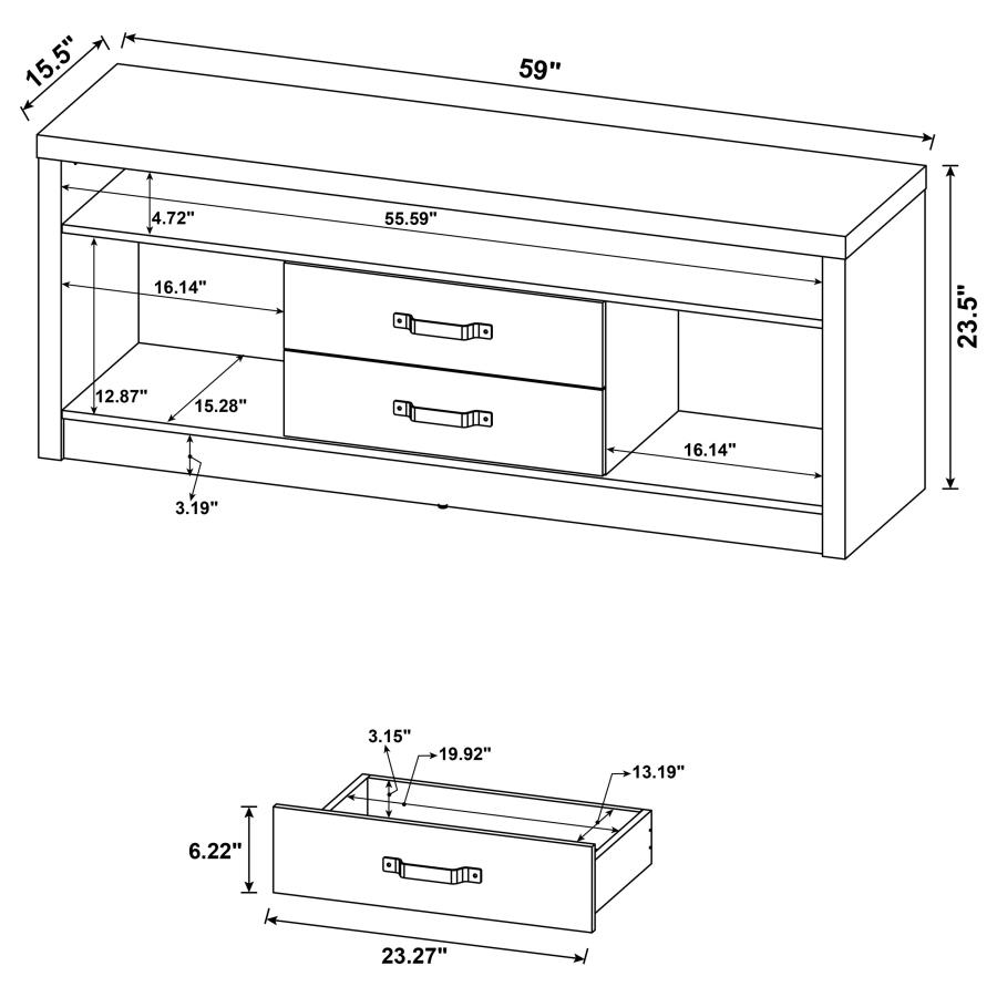 (image for) Burke 2-drawer Engineered Wood 59" TV Stand Grey Driftwood