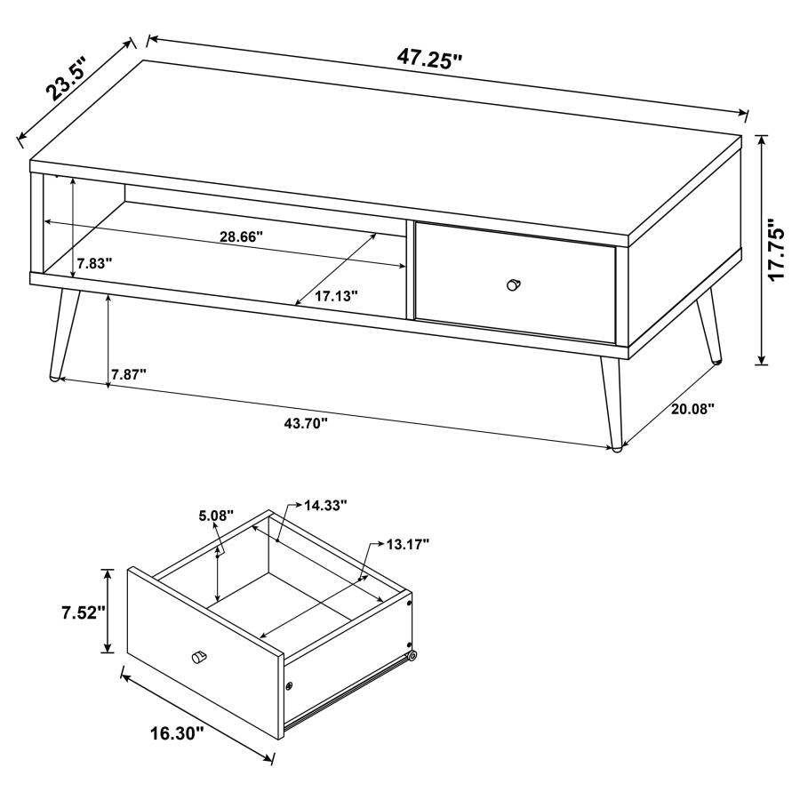 (image for) Welsh 1-drawer Engineered Wood Coffee Table Antique Pine