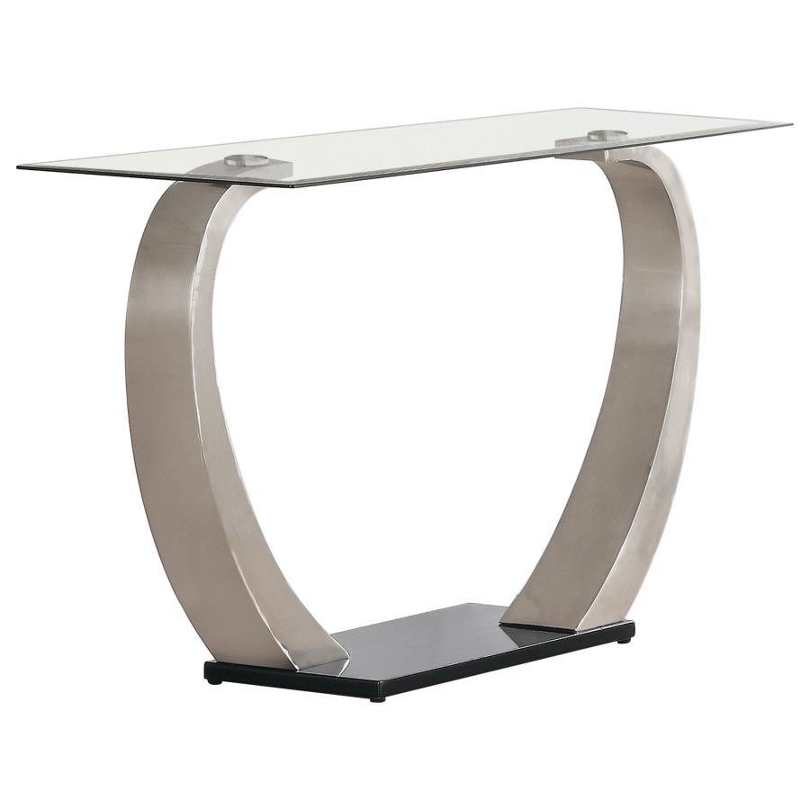 (image for) Pruitt Glass Top Metal Base Console Table Satin Silver