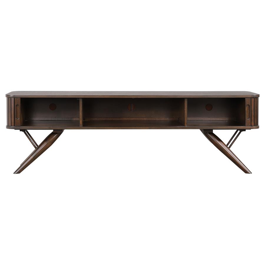 (image for) Valna Wood 71" TV Stand with Sliding Doors Walnut