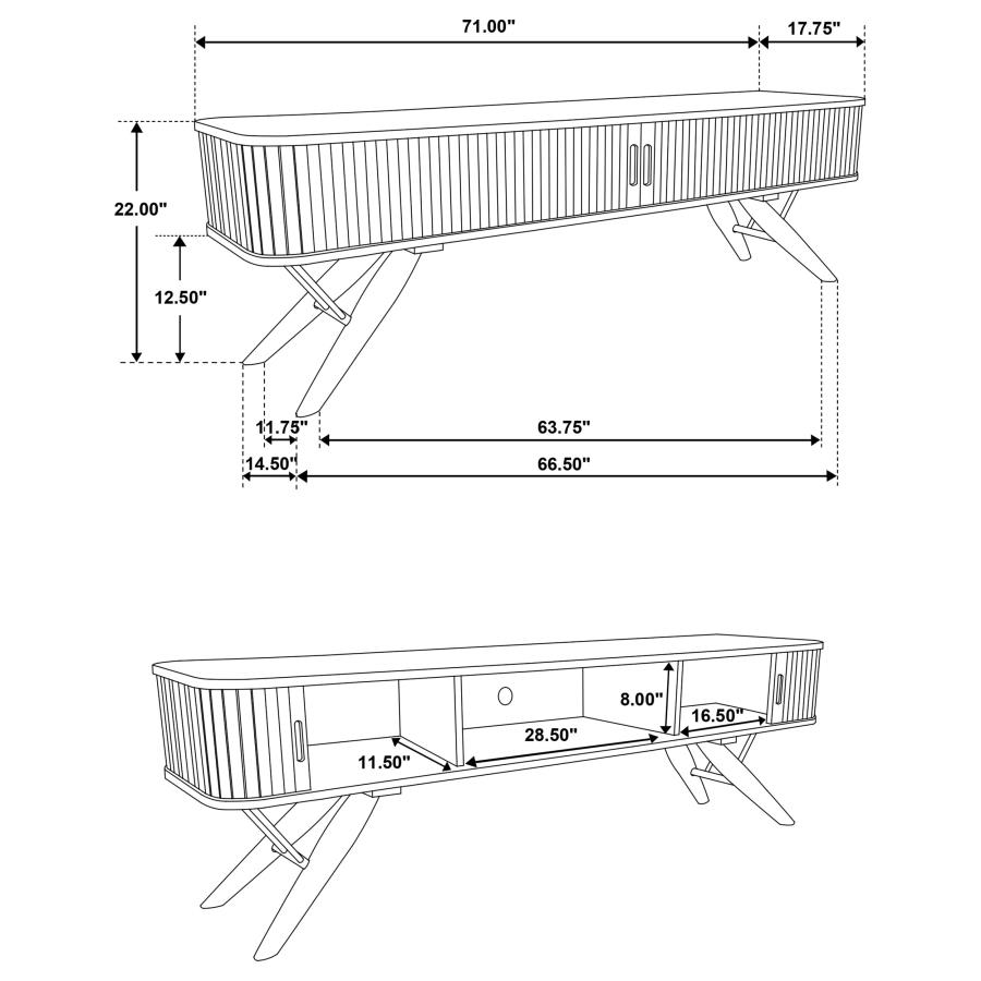 (image for) Valna Wood 71" TV Stand with Sliding Doors Walnut