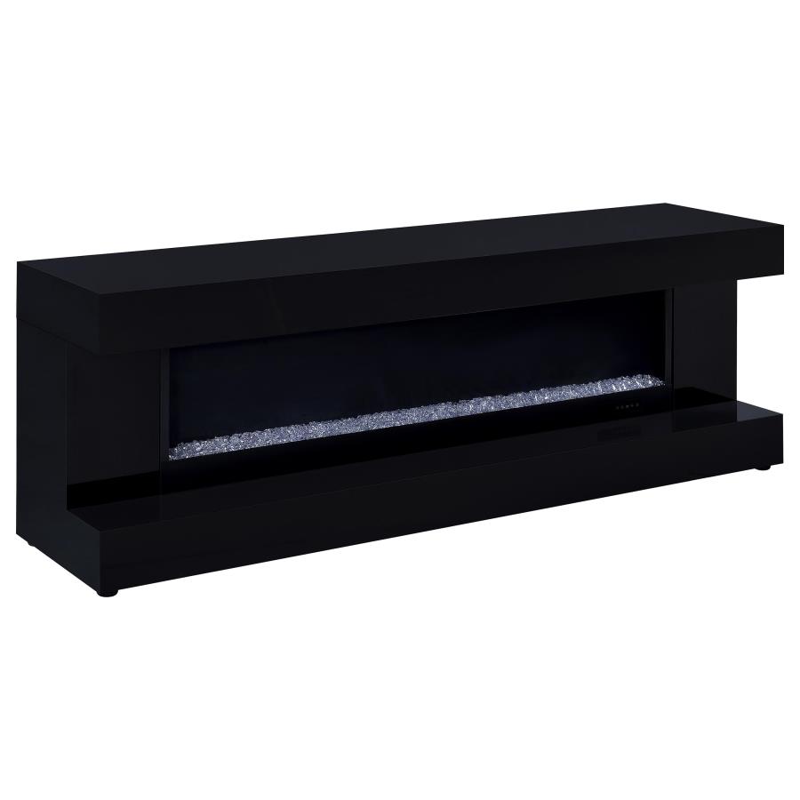 (image for) Mallory TV Stand Fireplace Console Bluetooth Speaker Black High Gloss