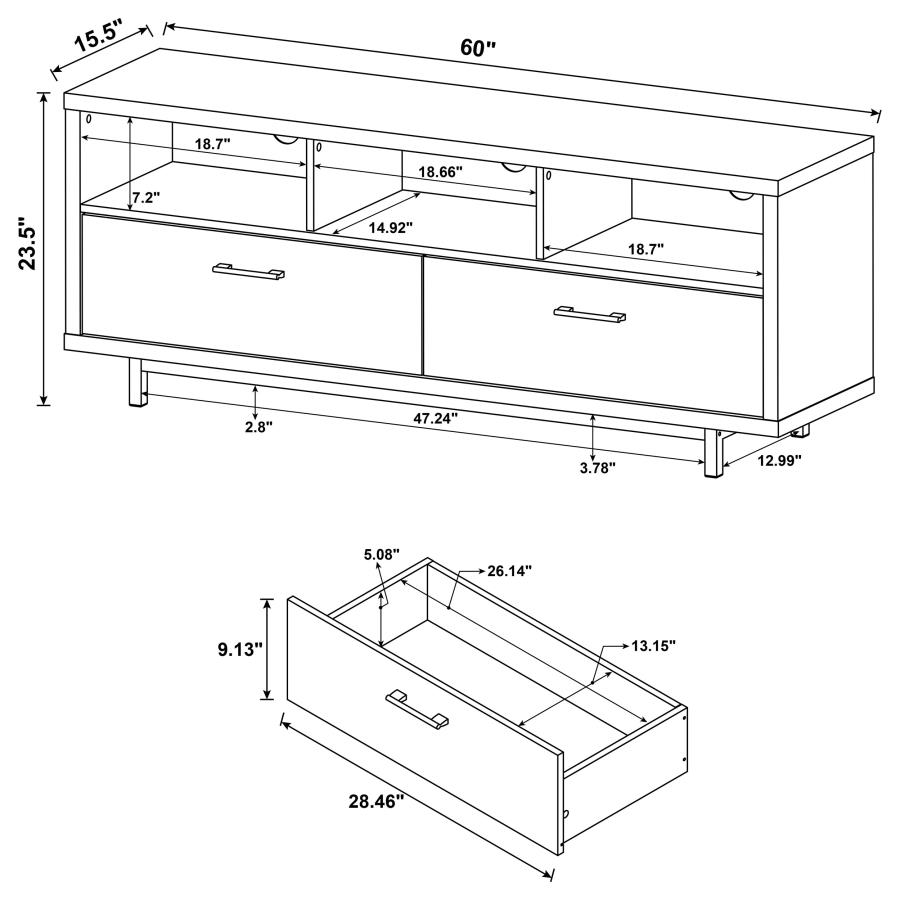 (image for) Casey 2-drawer Engineered Wood 60" TV Stand White