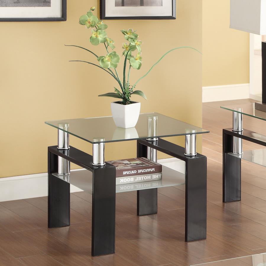 (image for) Dyer 1-shelf Square Glass Top Side End Table Black