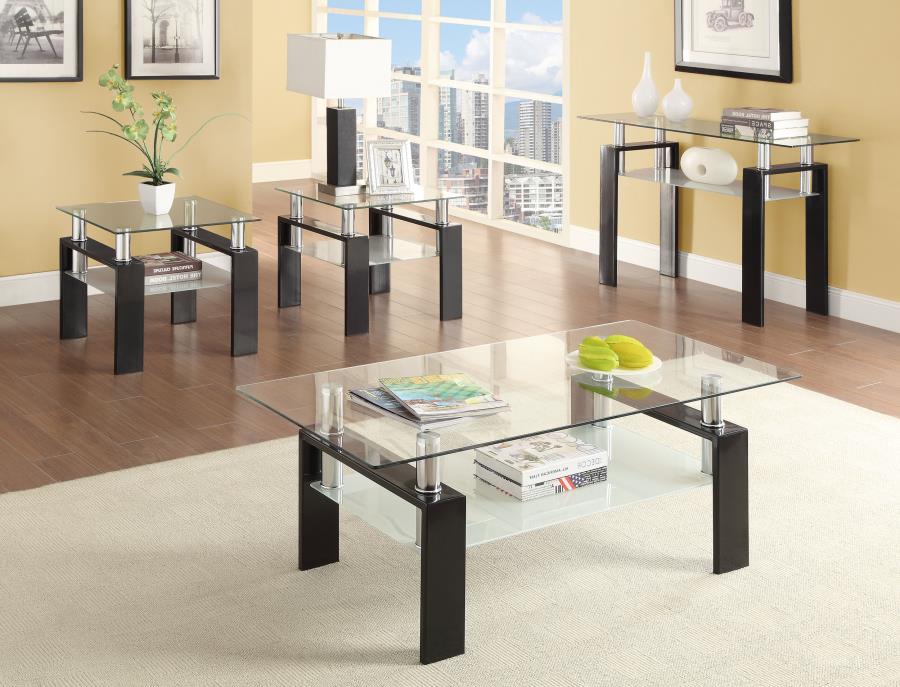 (image for) Dyer 1-shelf Square Glass Top Side End Table Black