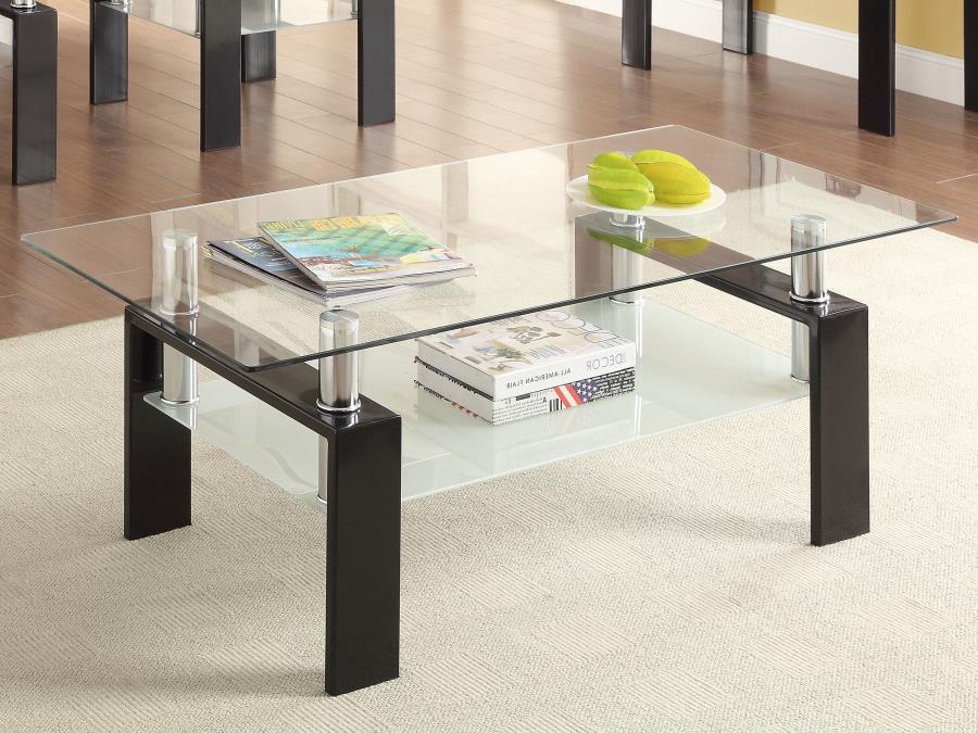 (image for) Dyer 1-shelf Rectangular Glass Top Coffee Table Black