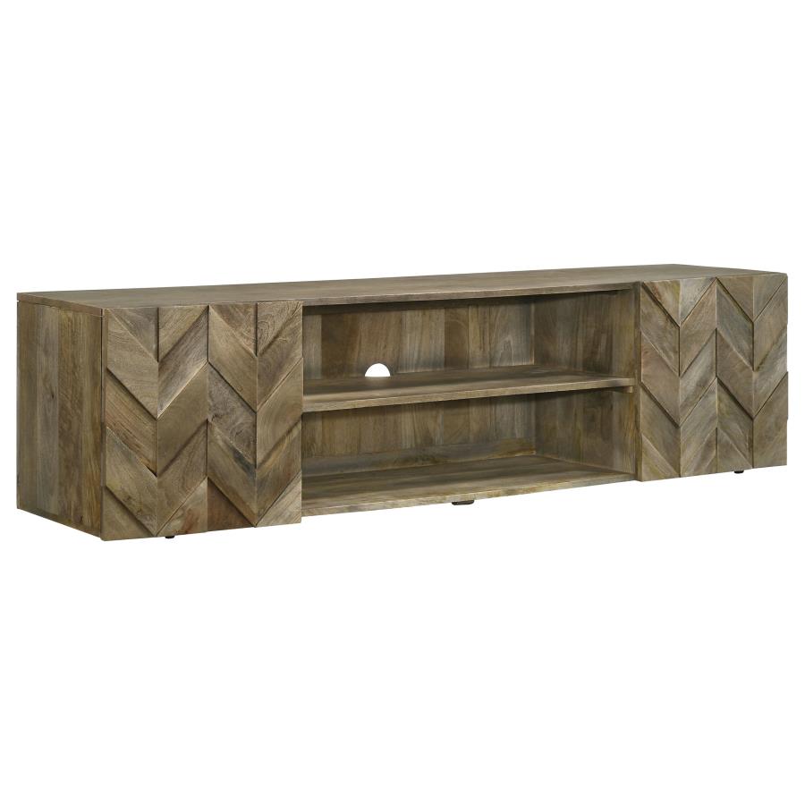 (image for) Keese 2-door Wood 70" TV Stand Media Console Mango Brown - Click Image to Close