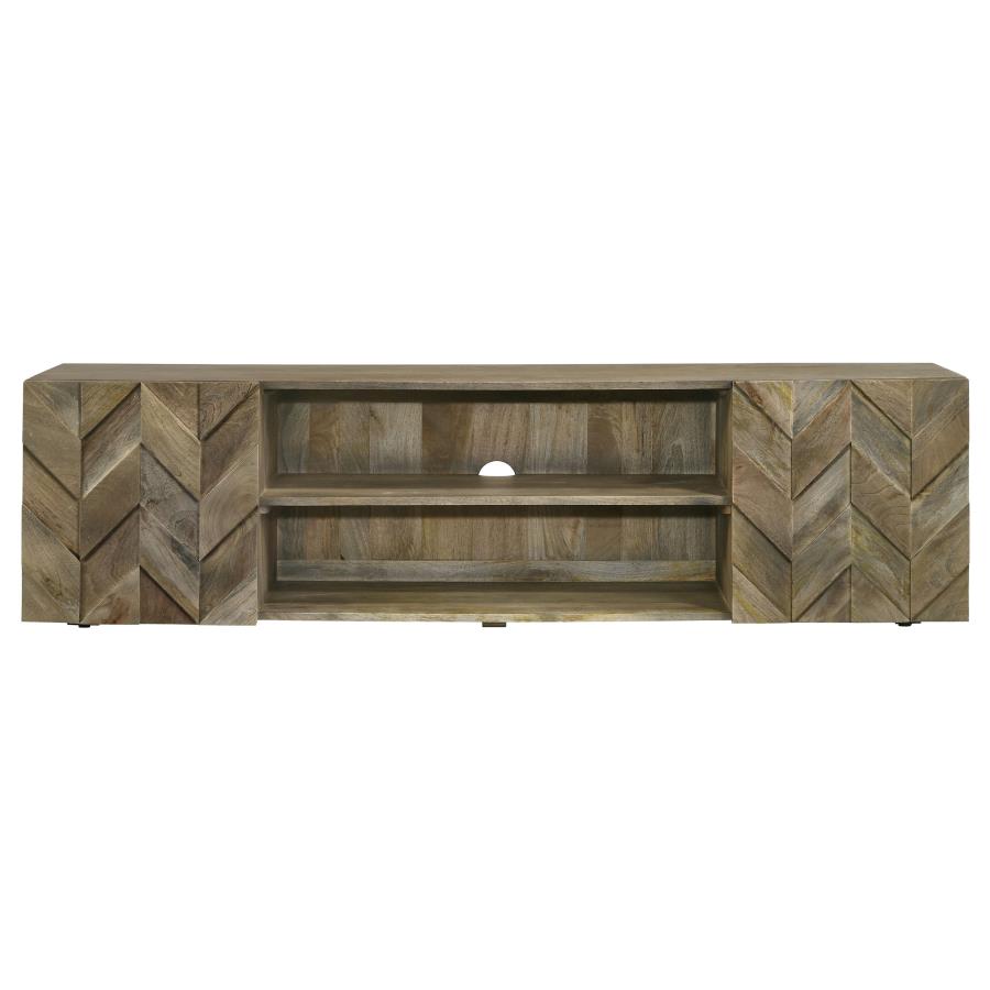 (image for) Keese 2-door Wood 70" TV Stand Media Console Mango Brown