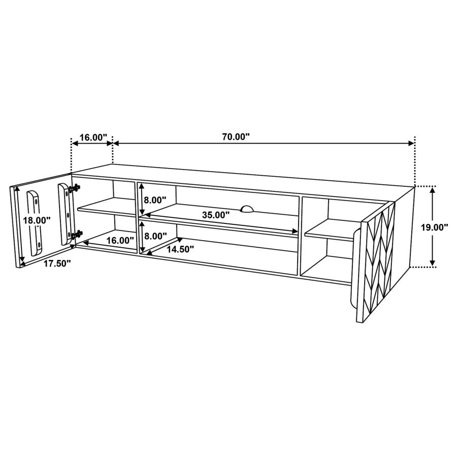 (image for) Keese 2-door Wood 70" TV Stand Media Console Mango Brown