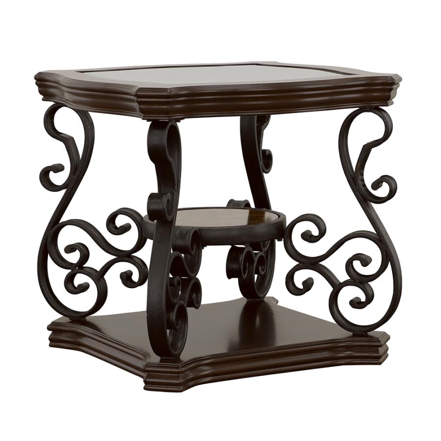 (image for) Laney 1-shelf Glass Top Rectangular End Table Deep Merlot