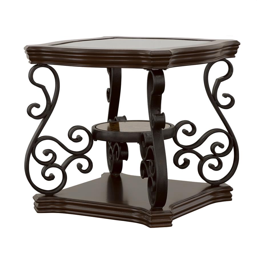 (image for) Laney 1-shelf Glass Top Rectangular End Table Deep Merlot