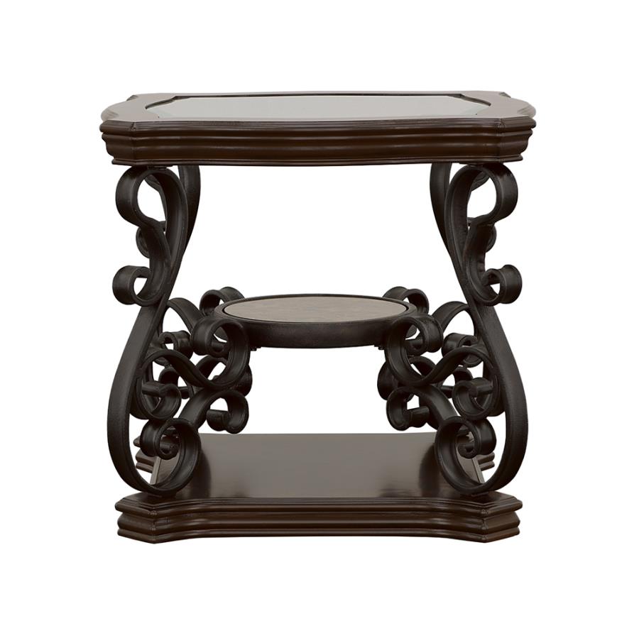 (image for) Laney 1-shelf Glass Top Rectangular End Table Deep Merlot