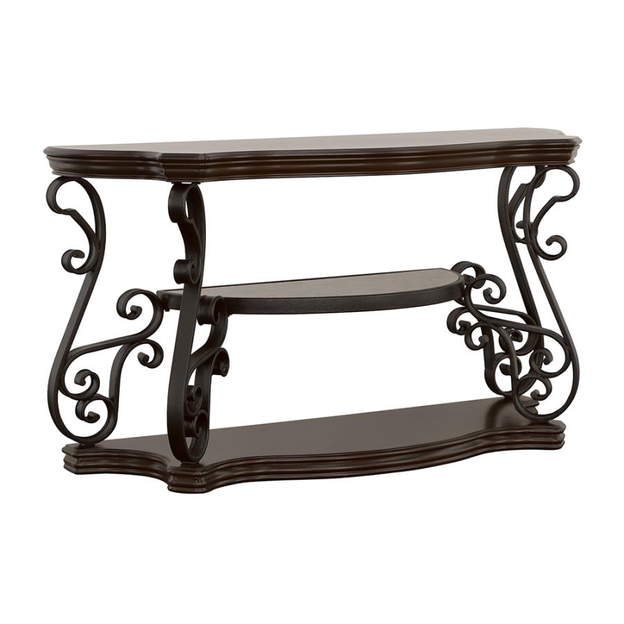 (image for) Laney Scrollwork Entryway Sofa Console Table Deep Merlot