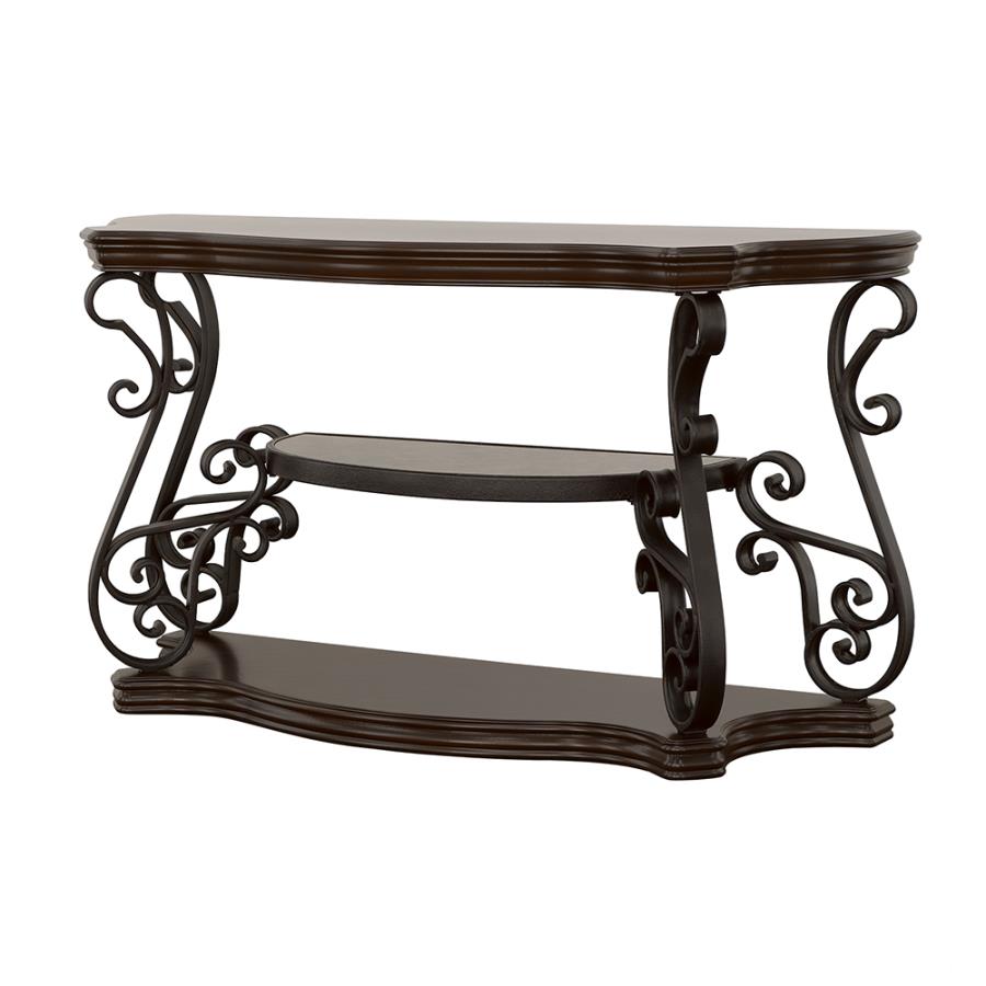 (image for) Laney Scrollwork Entryway Sofa Console Table Deep Merlot