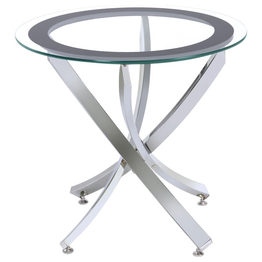 (image for) Brooke Round Glass Top Side End Table Metal Base Chrome - Click Image to Close