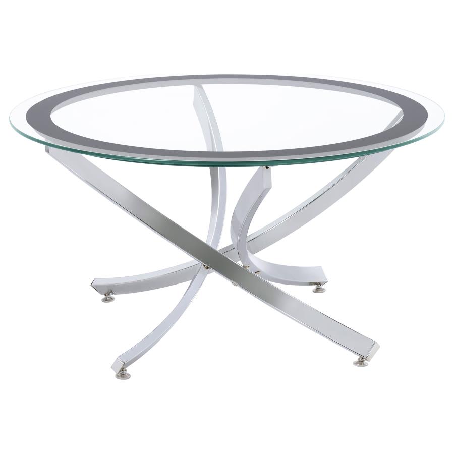 (image for) Brooke 3-piece Round Glass Top Coffee Table Set Chrome