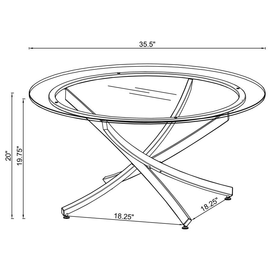 (image for) Brooke Round Glass Top Coffee Table Metal Base Chrome