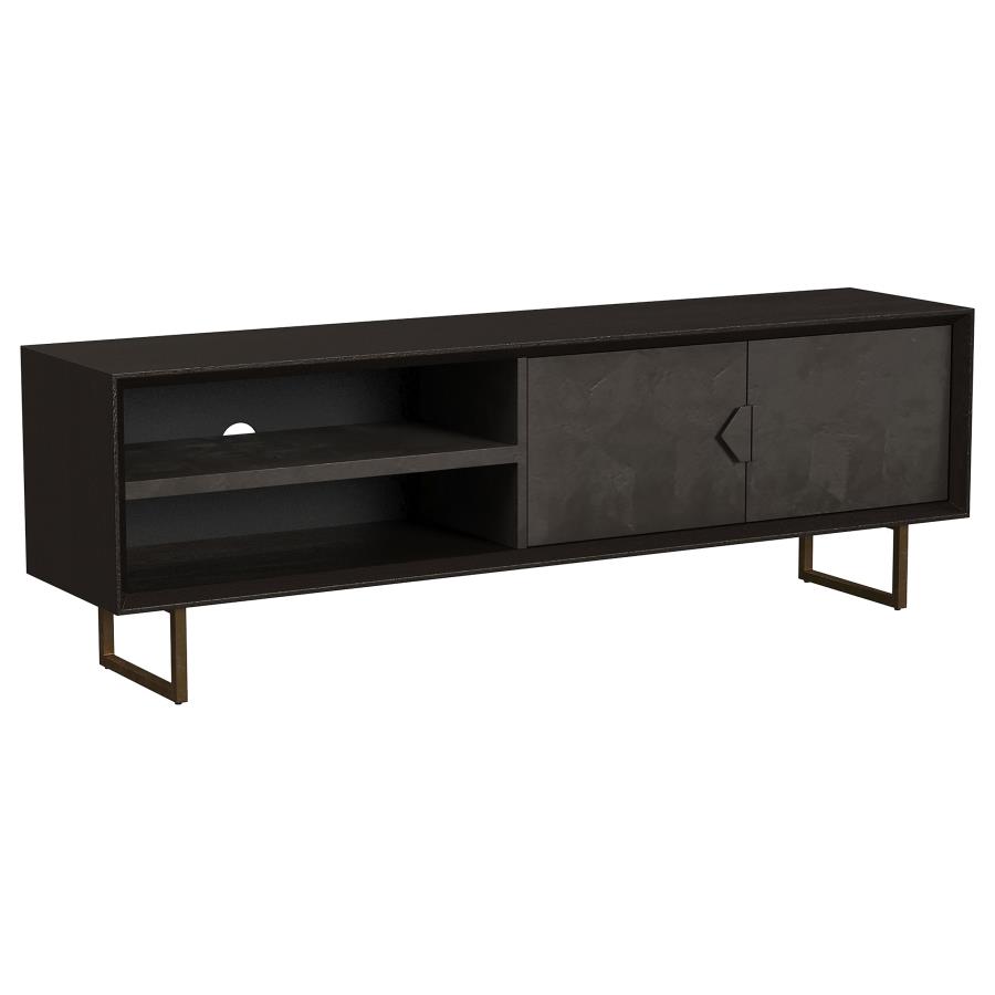 (image for) Marsden 2-door Mango Wood 70" TV Stand Charcoal Black