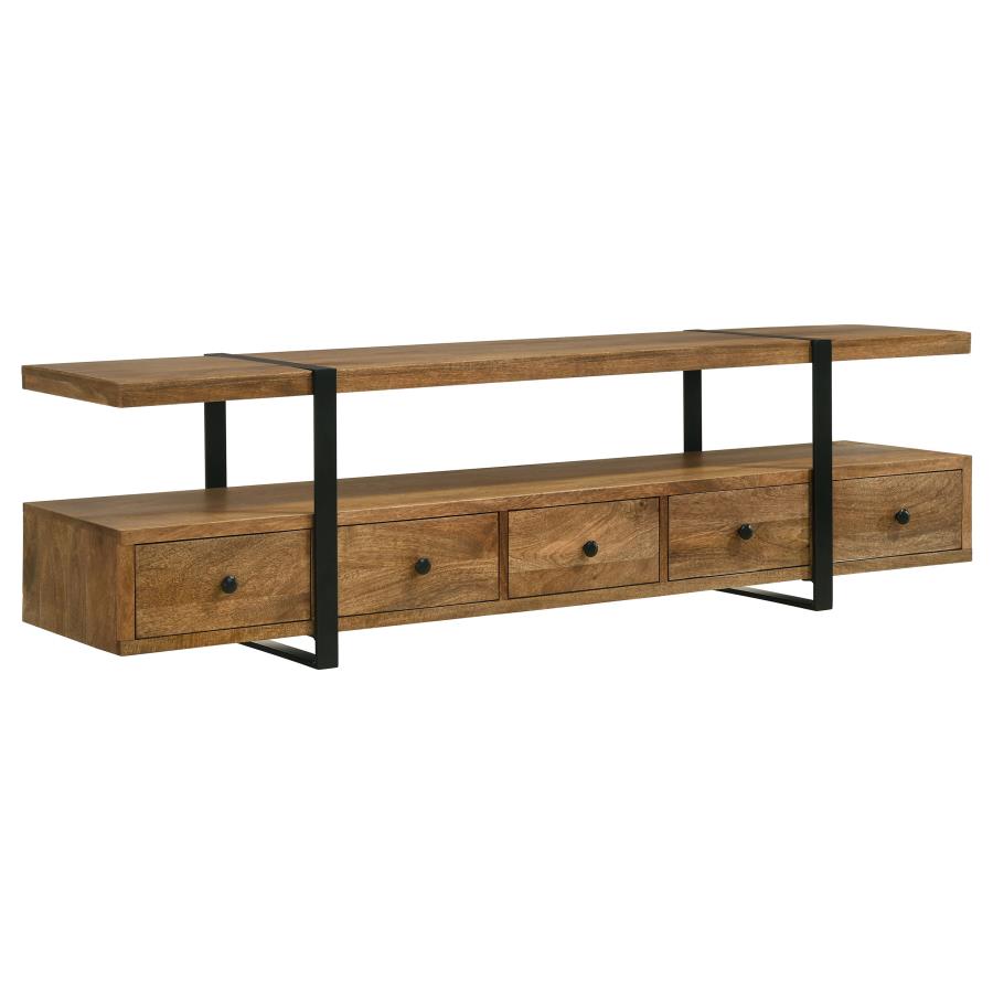 (image for) Otto 5-drawer Mango Wood 70" TV Stand Media Console Brown