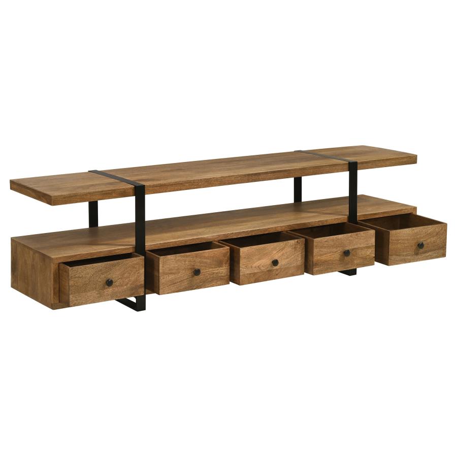 (image for) Otto 5-drawer Mango Wood 70" TV Stand Media Console Brown