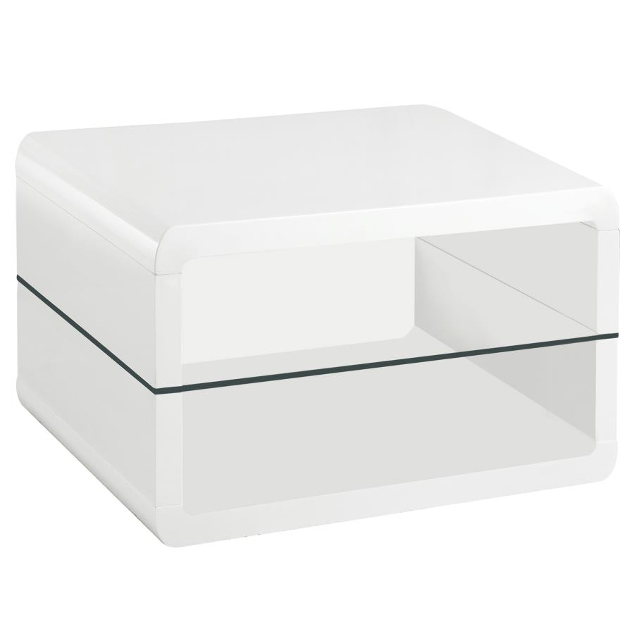 (image for) Elana 1-shelf Rectangular Side End Table White High Gloss