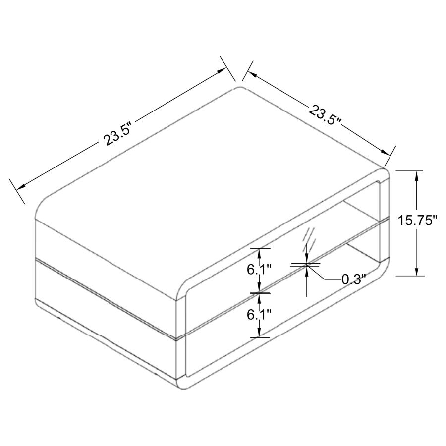 (image for) Elana 1-shelf Rectangular Side End Table White High Gloss