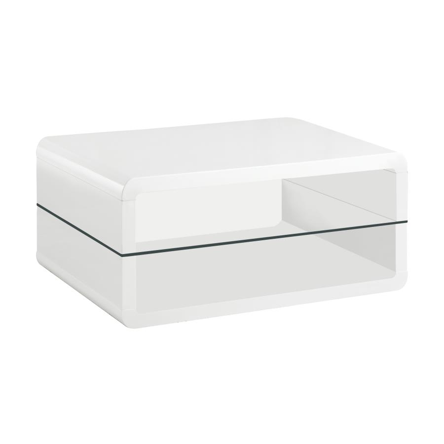 (image for) Elana 1-shelf Rectangular Coffee Table White High Gloss